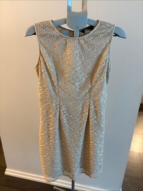 Sleeveless Cream Lace Shift Dress